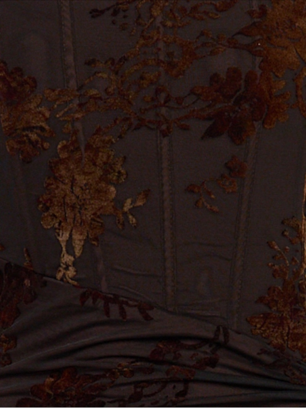Showpo Off-Shoulder Chocolate Brown Floral Maxi Dress - Picture 3 of 4